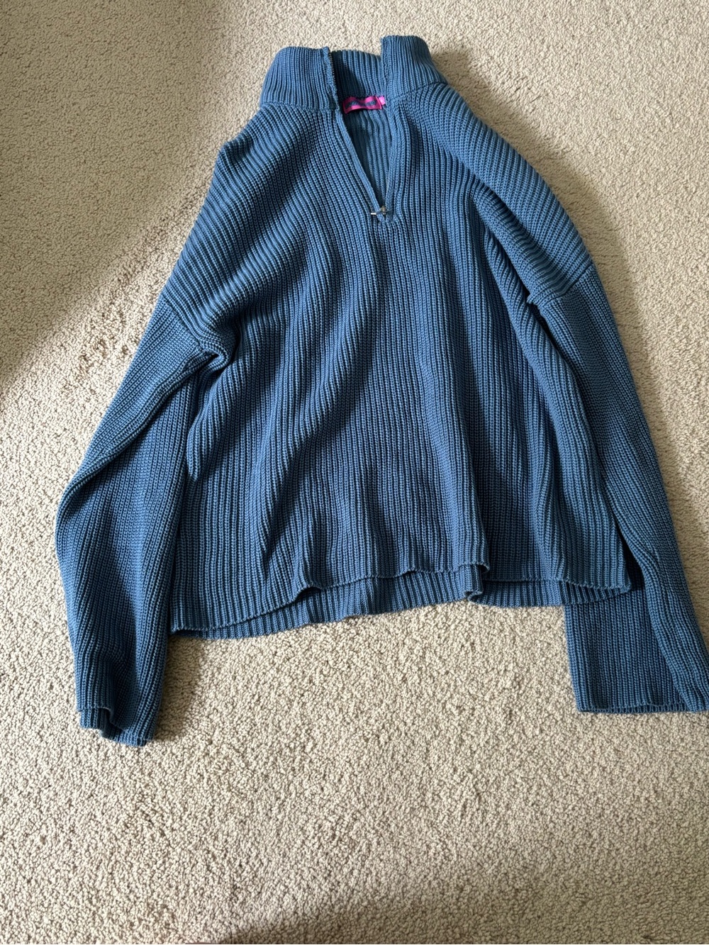Edikted Men's Ribbed Zip-Up Sweater in Slate Blue